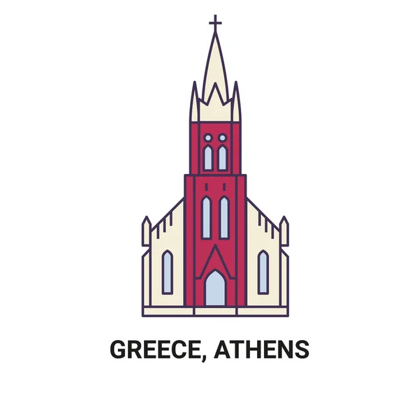 ギリシャ アテネ旅行ランドマークラインベクトル図 — ストックベクタ