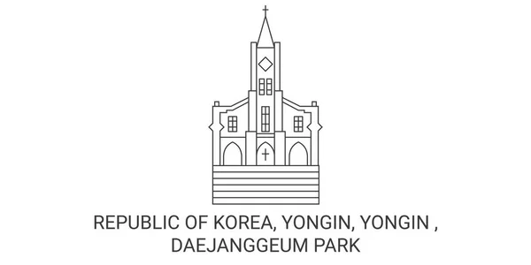 Republic Korea Yongin Yongin Daejanggeum Park Travels Landmark Line Vector — стоковий вектор