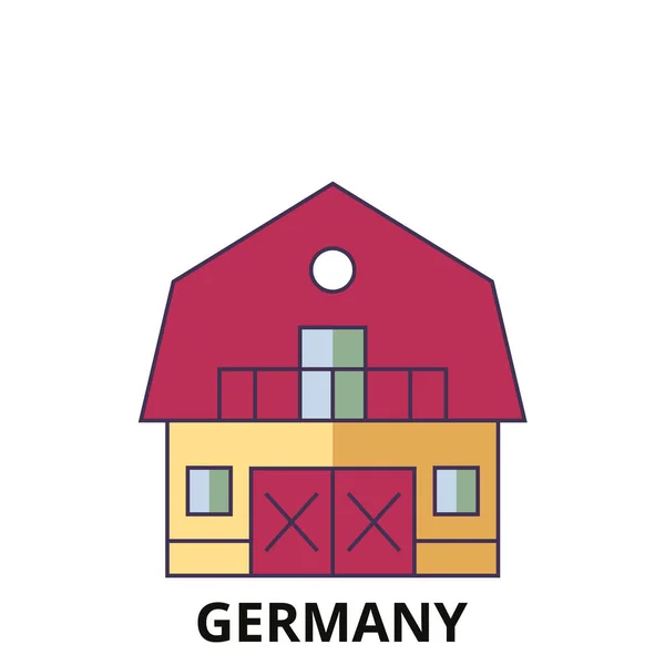 Alemanha Farm House Viagem Marco Linha Vetor Ilustração — Vetor de Stock