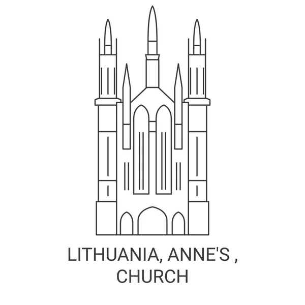 Litauen Annes Kirche Reise Meilenstein Linienvektorillustration — Stockvektor