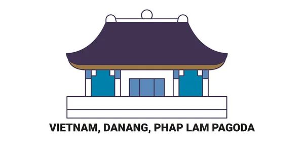 Vietnam Danang Phap Lam Pagoda Ilustración Vector Línea Referencia Viaje — Vector de stock