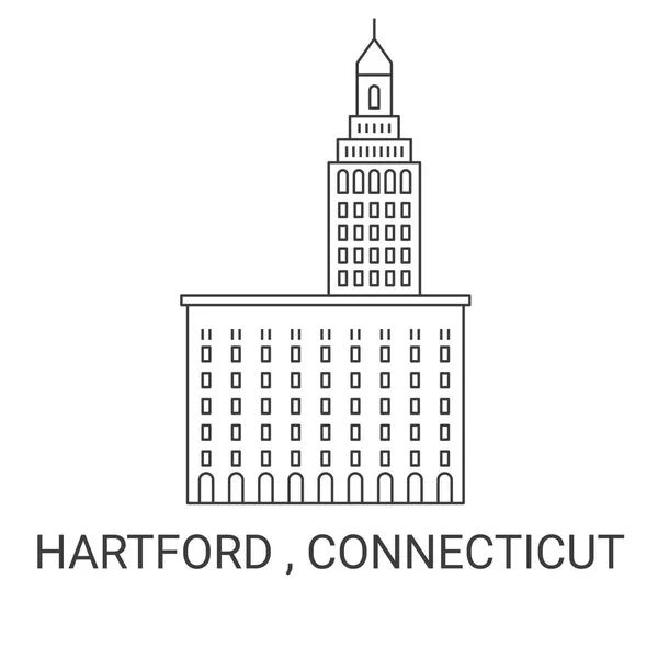 Spojené Státy Americké Hartford Connecticut Travel Landmark Line Vector Illustration — Stockový vektor