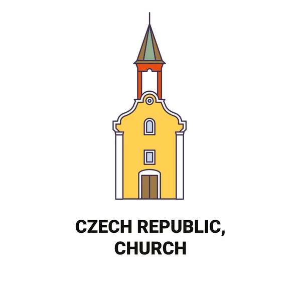 República Checa Iglesia Viaje Hito Línea Vector Ilustración — Vector de stock