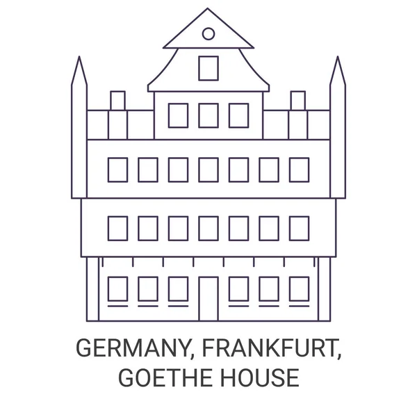 Tyskland Frankfurt Goethe House Resa Landmärke Linje Vektor Illustration — Stock vektor