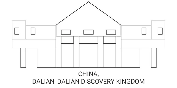China Dalian Dalian Discovery Kingdom Reise Meilenstein Linienvektorillustration — Stockvektor