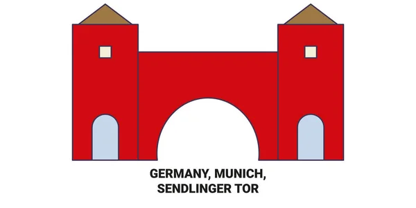 Tyskland München Sendlinger Tor Resa Landmärke Linje Vektor Illustration — Stock vektor
