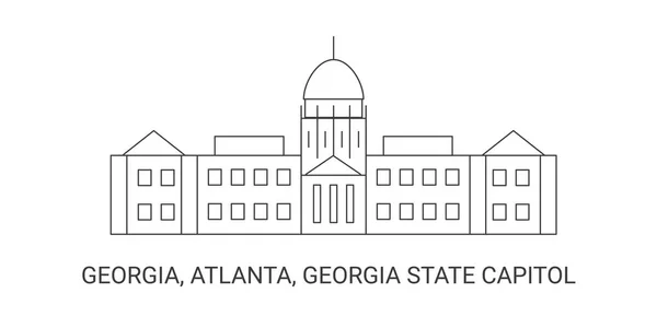 Estados Unidos Georgia Atlanta Georgia State Capitol Línea Referencia Viaje — Vector de stock