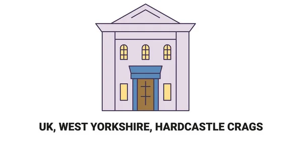 Inghilterra West Yorkshire Hardcastle Crags Illustrazione Vettoriale Del Punto Riferimento — Vettoriale Stock