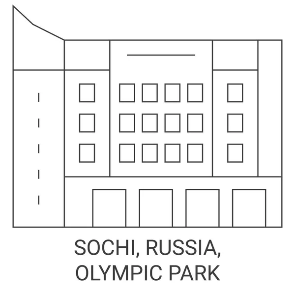 Rosja Soczi Olympic Park Podróży Punkt Orientacyjny Linia Wektor Ilustracja — Wektor stockowy
