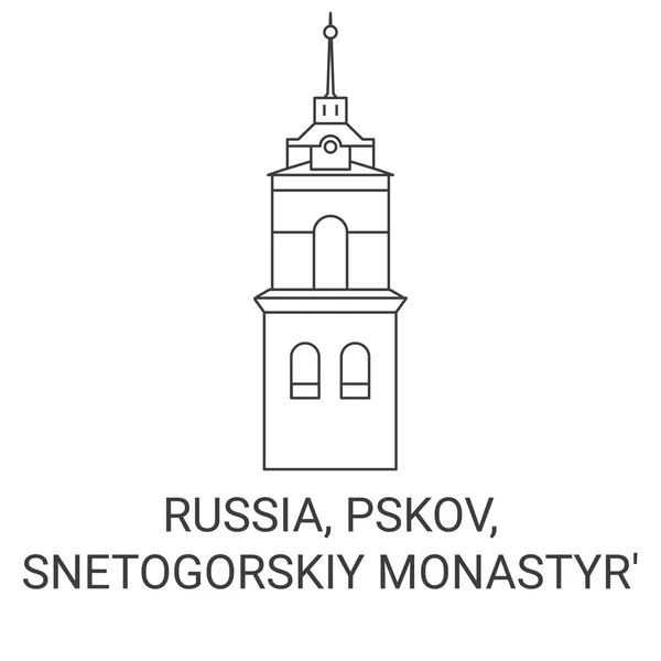 Rússia Pskov Snetogorskiy Monastyr Viagem Marco Ilustração Vetorial — Vetor de Stock