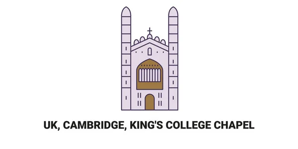 Inglaterra Cambridge Kings College Chapel Viagem Marco Linha Vetor Ilustração —  Vetores de Stock