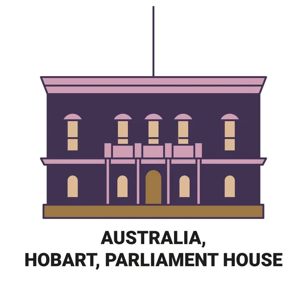 澳大利亚 霍巴特 议会大厦旅行地标线矢量说明 — 图库矢量图片