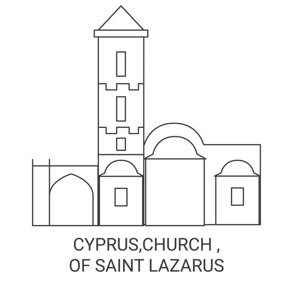 Chypre Eglise Saint Lazare Illustration Vectorielle Ligne Voyage — Image vectorielle