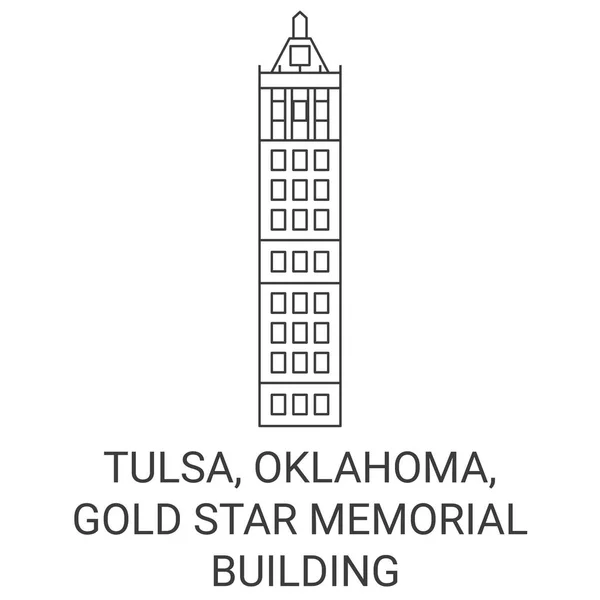 Estados Unidos Tulsa Oklahoma Gold Star Memorial Building Viaje Hito — Vector de stock
