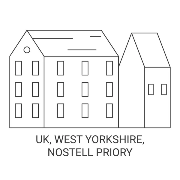 Storbritannien West Yorkshire Nostell Priory Resa Landmärke Linje Vektor Illustration — Stock vektor