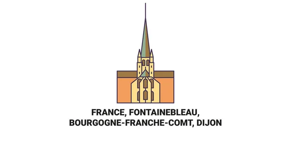 France Fontainebleau Bourgognefranchecomt Dijon Illustration Vectorielle Ligne Voyage — Image vectorielle