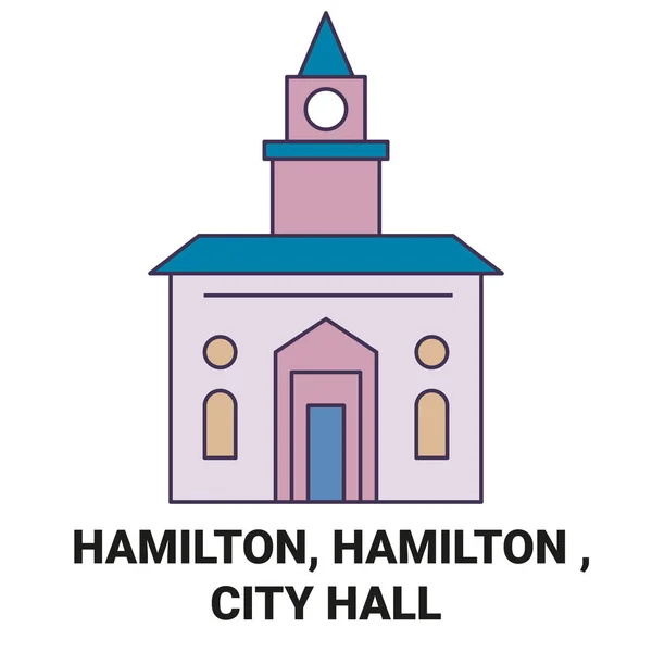 Canadá Hamilton Hamilton City Hall Viaje Hito Línea Vector Ilustración — Vector de stock