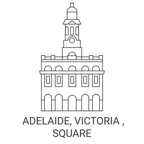 Australia Adelaide Victoria Square Viaggi Punto Riferimento Linea Vettoriale Illustrazione — Vettoriale Stock