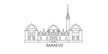 Bosna-Hersek ve Saraybosna 'nın tarihi sınır çizgisi illüstrasyonları