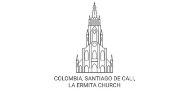 Kolombiya, Santiago De Cali, La Ermita Kilisesi seyahat çizgisi çizimi