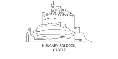 Macaristan, Boldogk, Castle seyahat çizgisi vektör ilüstrasyonu