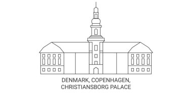 Danimarka, Kopenhag, Christiansborg Sarayı seyahat çizgisi vektör ilüstrasyonu