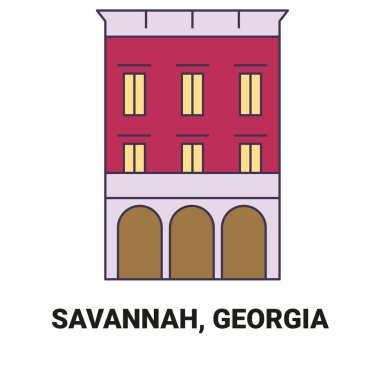 Amerika Birleşik Devletleri, Savannah ve Gürcistan seyahat çizgisi vektör ilüstrasyonu