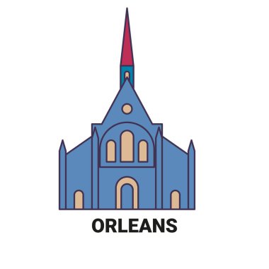 Fransa ve Orleans seyahat çizgisi vektör çizimi