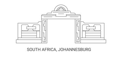 Güney Afrika, Johannesburg, seyahat çizgisi vektör illüstrasyonu