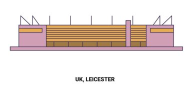 Uk, Leicester, seyahat çizgisi vektör çizelgesi çizimi