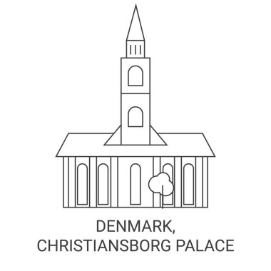 Danimarka, Christiansborg Sarayı seyahat çizgisi vektör illüstrasyonu