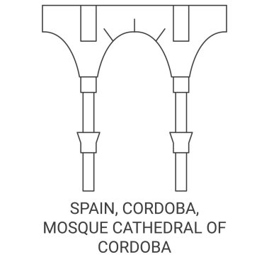 İspanya, Cordoba, Cordoba Camii seyahat çizgisi çizgisi çizimi