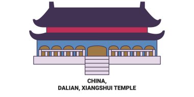 Çin, Dalian, Xiangshui Tapınağı seyahat çizgisi çizelgesi çizimi