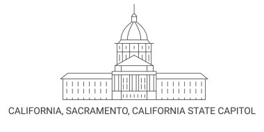 ABD, Kaliforniya, Sacramento, Kaliforniya Eyalet Meclisi, seyahat çizgisi vektör çizimi