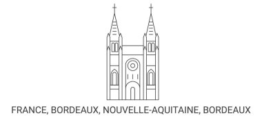 Fransa, Bordeaux, Nouvelleaquitaine, Bordeaux seyahat çizgisi vektör ilüstrasyonu