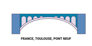 Fransa, Toulouse, Pont Neuf, seyahat çizgisi çizimi