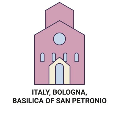 İtalya, Bologna, San Petronio Bazilikası seyahat çizgisi çizimi
