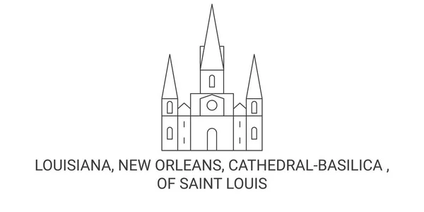 États Unis Louisiane Nouvelle Orléans Cathédralebasilique Saint Louis Illustration Vectorielle — Image vectorielle