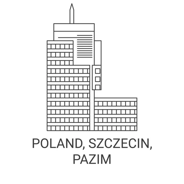 Pologne Szczecin Illustration Vectorielle Ligne Voyage Pazim — Image vectorielle