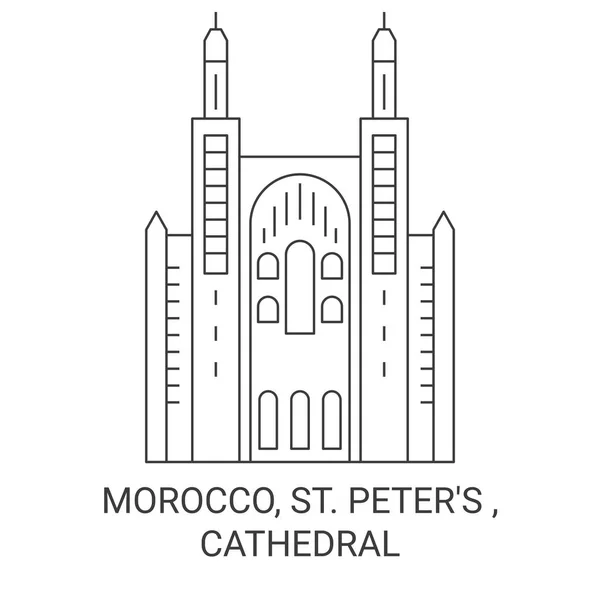 Marokko Peters Kathedrale Reise Wahrzeichen Linie Vektor Illustration — Stockvektor