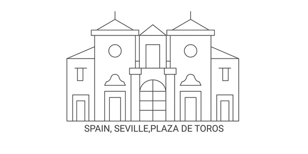 Spagna Siviglia Plaza Toros Immagine Vettoriale Del Punto Riferimento Viaggio — Vettoriale Stock