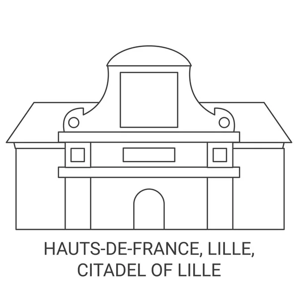 프랑스 Hautsdefrance Lille Citadel Lille Travel Landmark Line Vector Illustration — 스톡 벡터