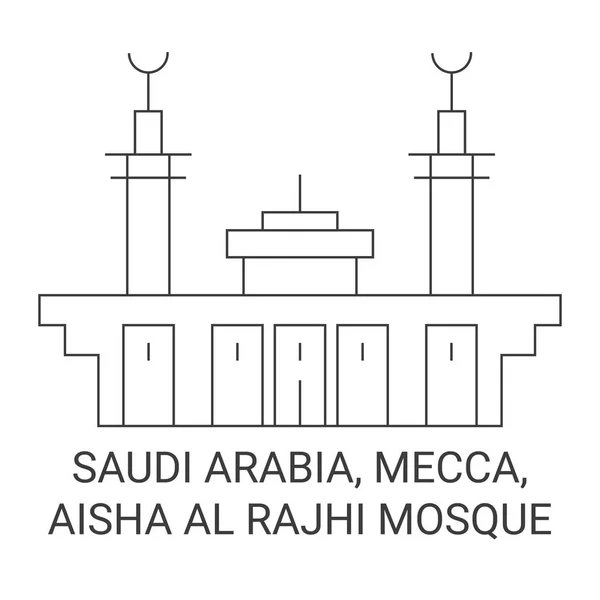 Arabie Saoudite Mecque Mosquée Aisha Rajhi Illustration Vectorielle Ligne Voyage — Image vectorielle