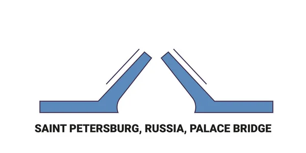 Rusia San Petersburgo Puente Del Palacio Línea Referencia Viaje Vector — Archivo Imágenes Vectoriales