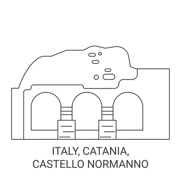 Italy Catania Castello Normanno Travel Landmark Line Vector Illustration — 스톡 벡터