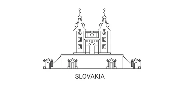 Slowakei Sehenswürdigkeiten Reise Meilenstein Linie Vektor Illustration — Stockvektor