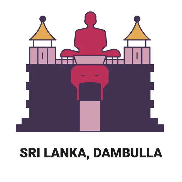 Sri Lanka Dambulla Illustration Vectorielle Ligne Repère Voyage — Image vectorielle