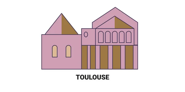 France Toulouse Illustration Vectorielle Ligne Historique Voyage — Image vectorielle