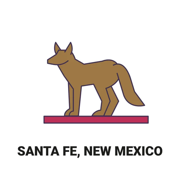 サンタフェ ニューメキシコ旅行ランドマークラインベクトルイラスト — ストックベクタ