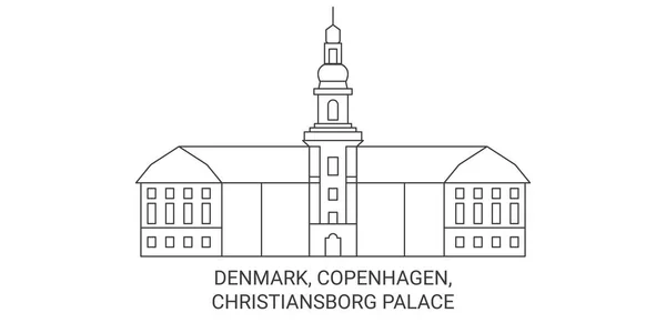 Dánia Koppenhága Christiansborg Palace Utazás Mérföldkő Vonal Vektor Illusztráció — Stock Vector